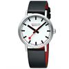 MONDAINE, Classic 40mm, Edelstahl brossiert, Schwarzes Veganes Trauben Lederarmband