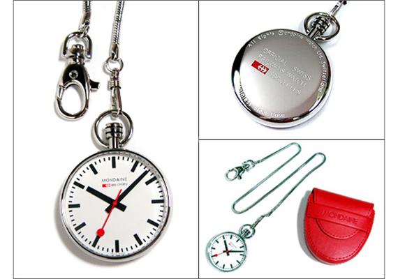 MONDAINE, Taschenuhr weiss mit Etui