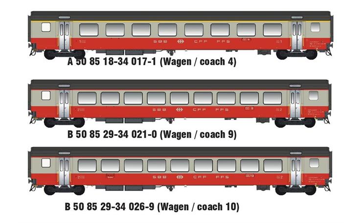 MW 02108.2AC Ergänzungswagenset 3-tlg SwissExpress SBB, H0 AC
