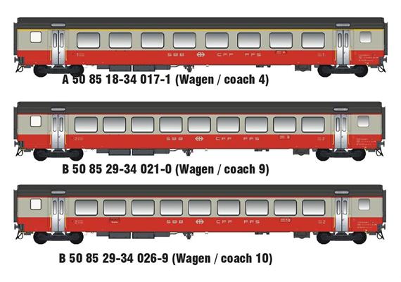 MW 02108.2DC Ergänzungswagenset 3-tlg SwissExpress SBB, H0 DC