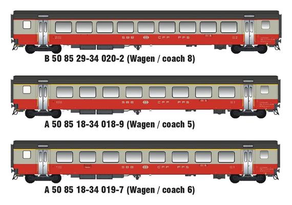 MW 02108.3AC Ergänzungswagenset 3-tlg SwissExpress SBB, H0 AC