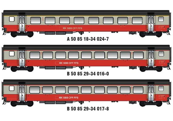 MW 02109.1DC Personenwagen-Set "Swissexpress Airport" 3-tlg SBB, H0 DC