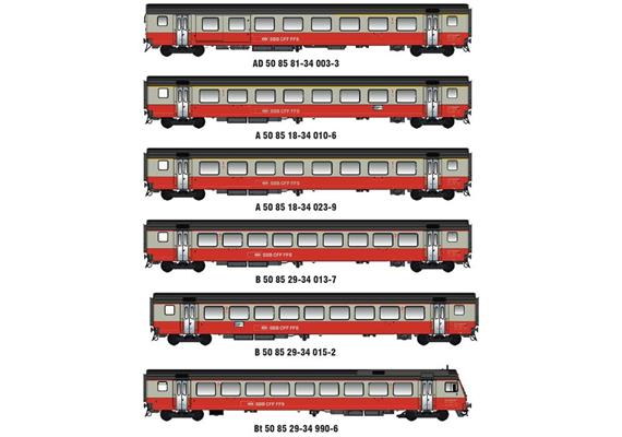 MW 02109AC Personenwagen-Set "Swissexpress Airport" 6-tlg SBB, H0 AC