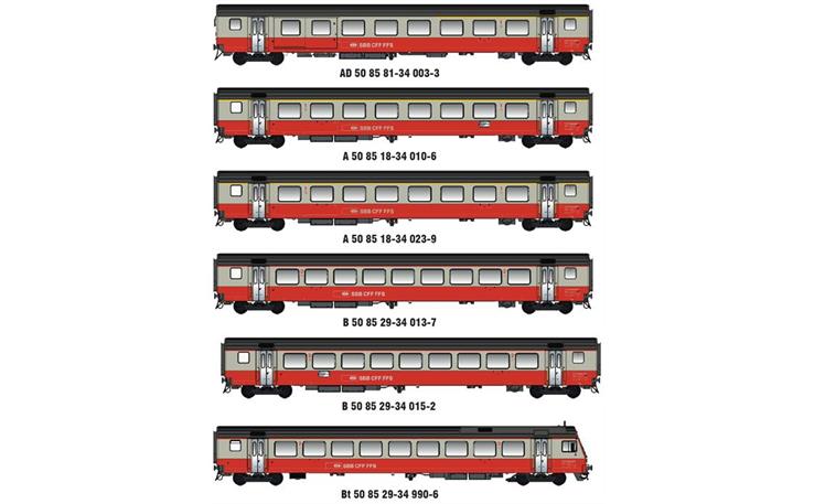 MW 02109DC Personenwagen-Set "Swissexpress Airport" 6-tlg SBB, H0 DC