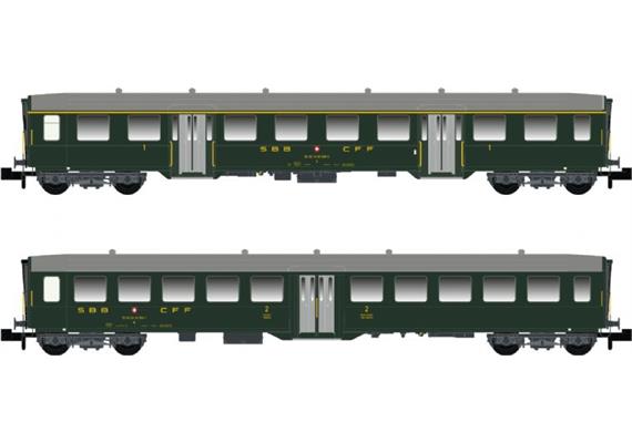 MW-Modell N-CH-220d Leichtstahlwagenset 2-tlg SBB, Spur N