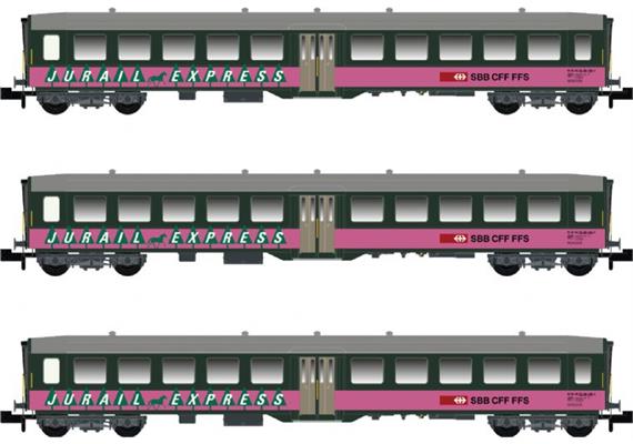 MW-Modell N-CH-220f Leichtstahlwagenset 3-tlg Jurarail, Spur N