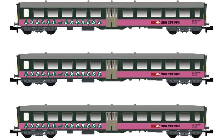 MW-Modell N-CH-220f Leichtstahlwagenset 3-tlg Jurarail, Spur N