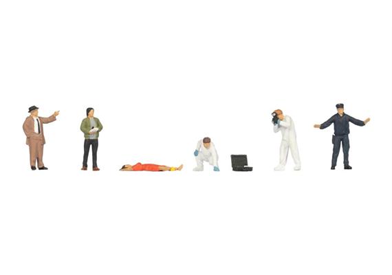 Noch 15071 Kriminalpolizei mit Leiche, Set mit 6 Figuren und Zubehör