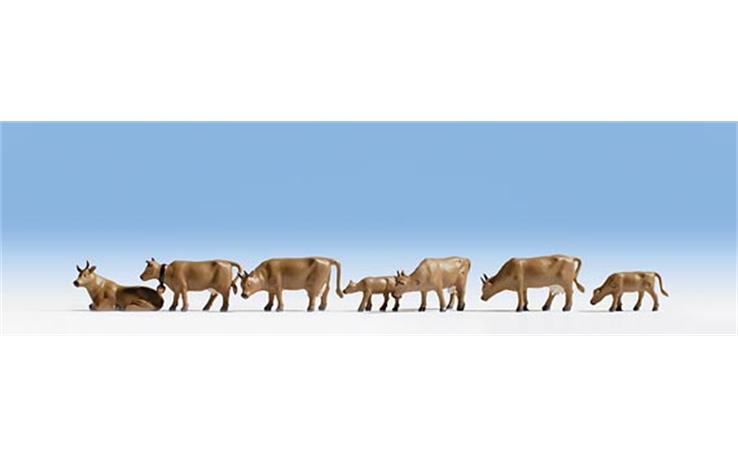 Noch 15722 Kühe, dunkelbraun, Set mit 7 Figuren