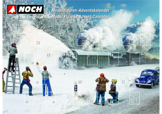 Noch 15998 Figuren-Adventskalender, 28 Figuren, H0