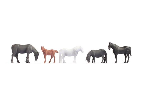 Noch 18215 Pferde, Set mit 5 Figuren - Serie Hobby