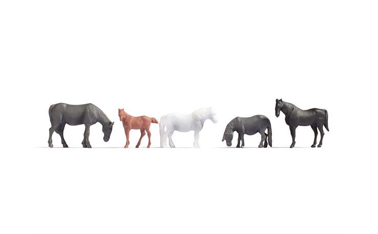 Noch 18215 Pferde, Set mit 5 Figuren - Serie Hobby
