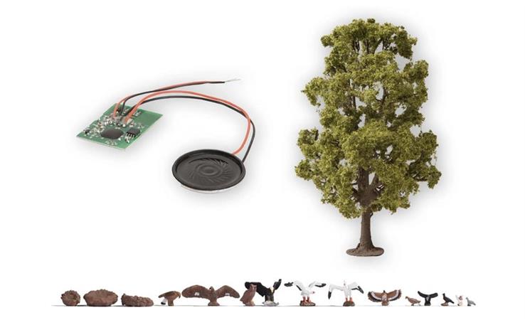 Noch 21782 Baum mit Vogelzwitschern 18,5 cm hoch