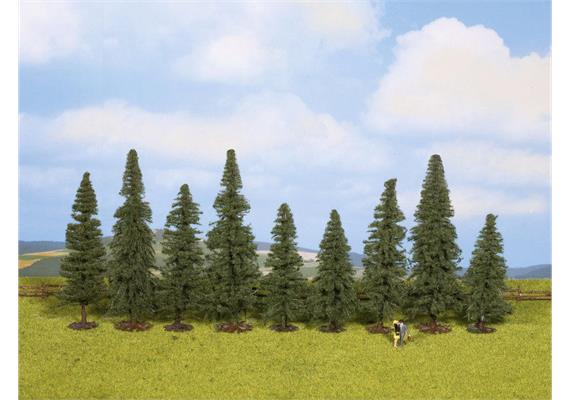 Noch 25086 Tannen, 9 Stück, 8-12 cm hoch