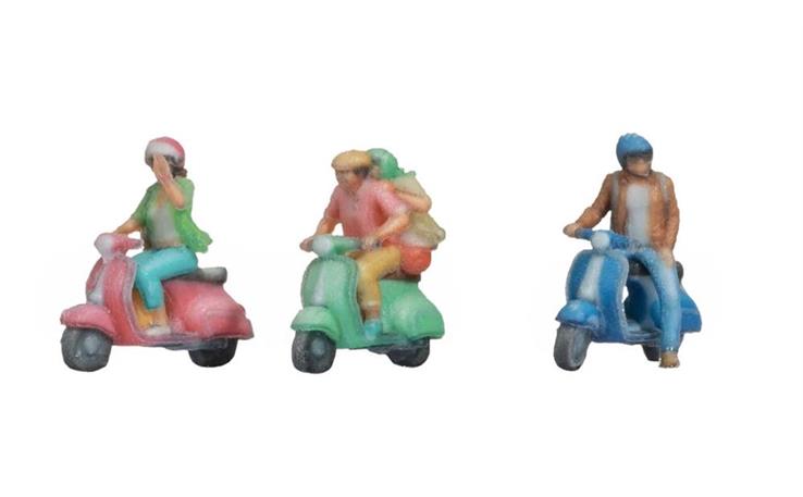 Noch 35835 Motorrollerfahrer, Set mit 3 Figuren, Spur N