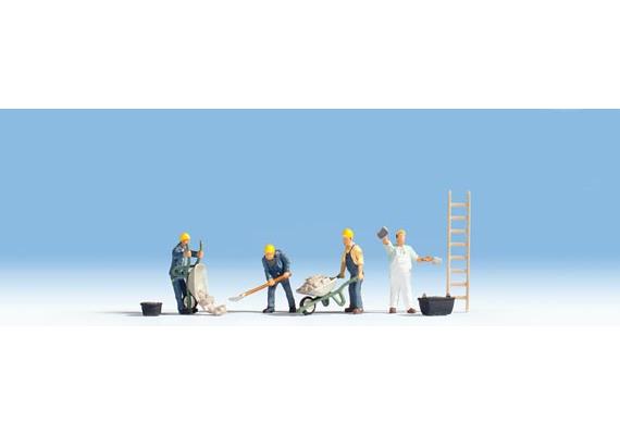 Noch 36055 Maurer, Set mit 4 Figuren und Zubehör