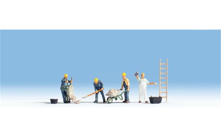 Noch 36055 Maurer, Set mit 4 Figuren und Zubehör