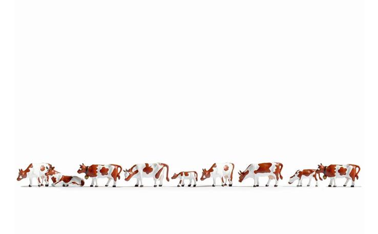 Noch 36723 Kühe, braun-weiss, Set mit 9 Figuren