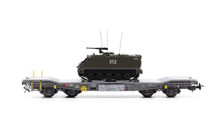 PIKO 96281 Panzertransportwagen Slmmps mit M113 Panzer SBB, H0