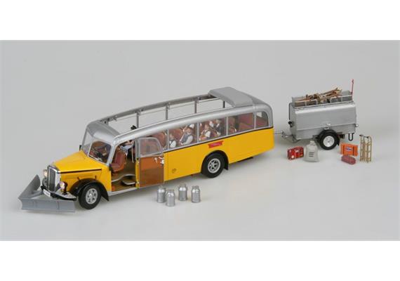 Postauto Saurer Alpenwagen III L4C - Metallfertigmodell mit Kunststoffanbauteilen 1/24