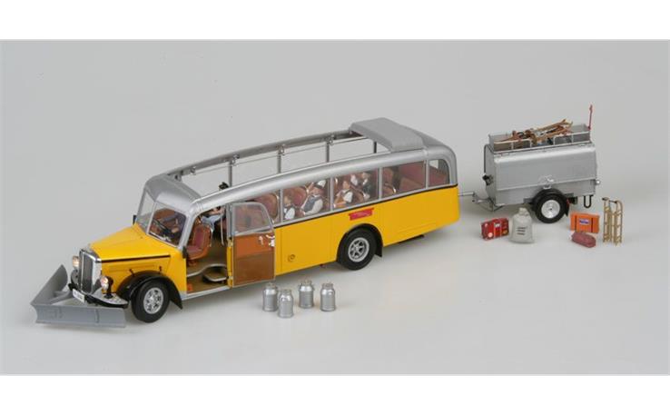 Postauto Saurer Alpenwagen III L4C - Metallfertigmodell mit Kunststoffanbauteilen 1/24