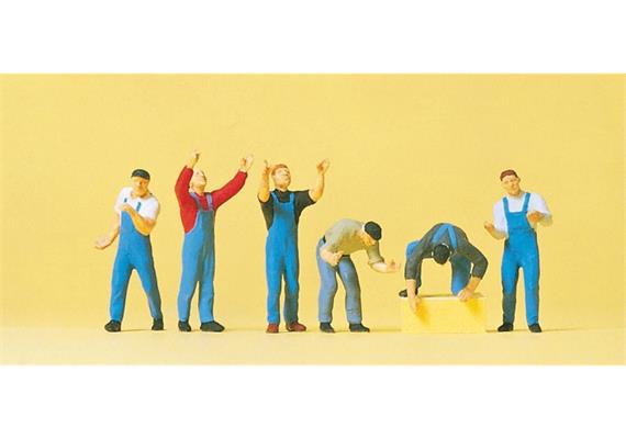 Preier 10497 Gerüstbauer, Set mit 6 Figuren und Zubehör