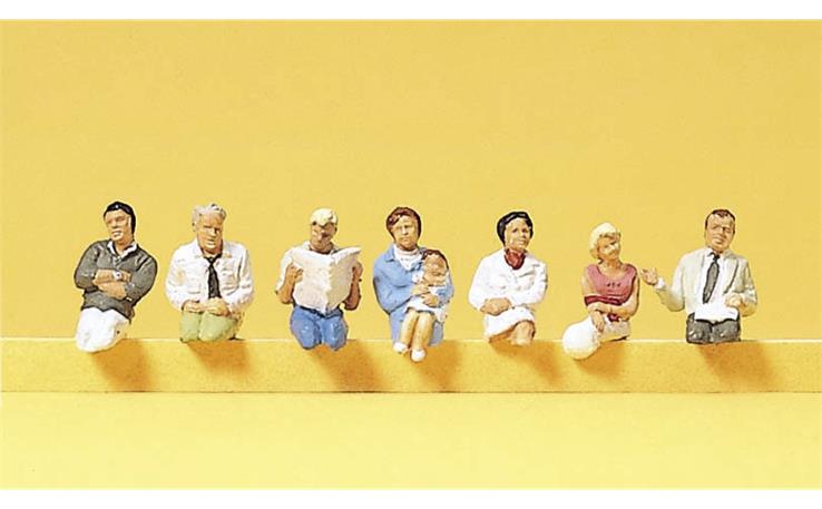 Preiser 10298 Sitzende Reisende für Zugabteil, Set mit 6 Figuren
