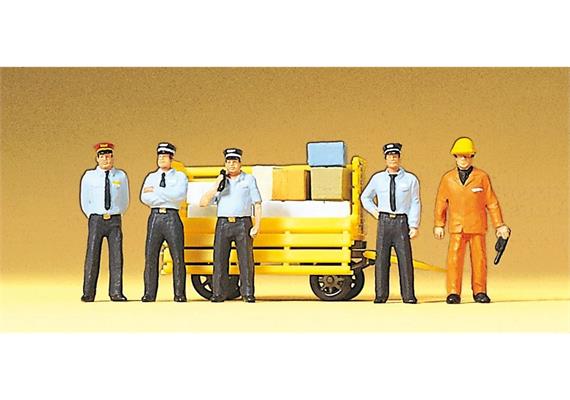Preiser 10372 RhB-Personal, Set mit 5 Figuren und Zubehör