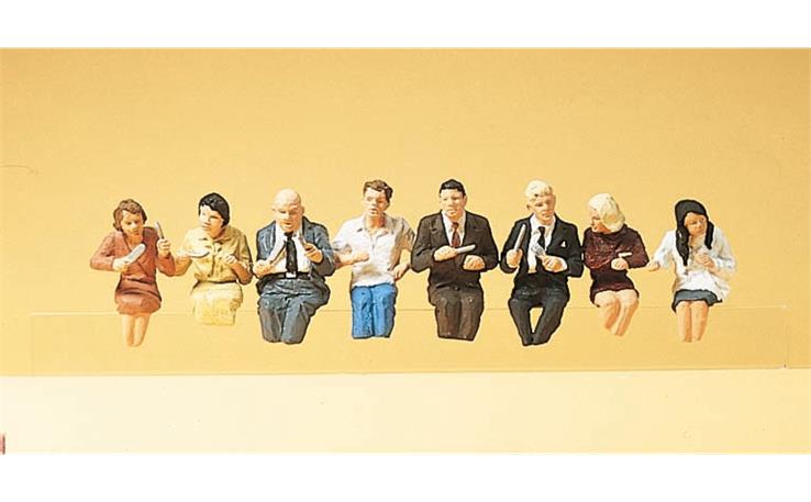 Preiser 10391 Sitzende Fahrgäste für Speisewagen, Set mit 8 Figuren