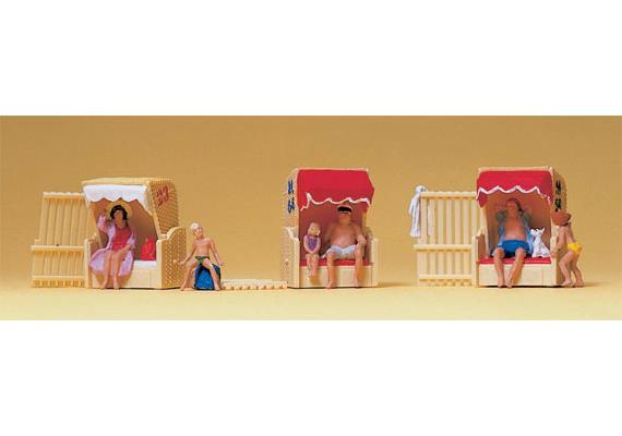 Preiser 10427 Im Strandkorb, Set mit 6 Figuren und Zubehör