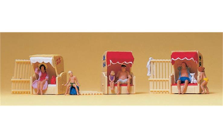 Preiser 10427 Im Strandkorb, Set mit 6 Figuren und Zubehör