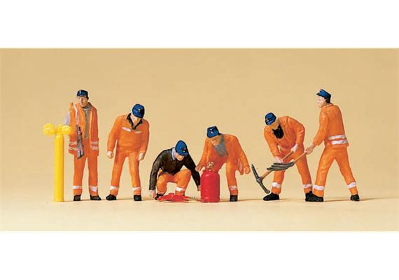 Preiser 10444 Gleisbautrupp, Set mit 6 Figuren und Zubehör