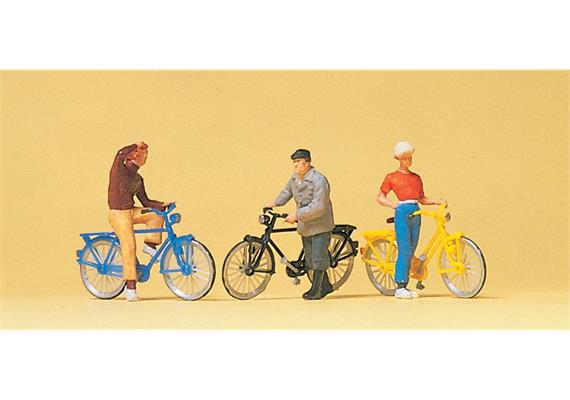 Preiser 10515 Stehende Radfahrer am Bahnübergang