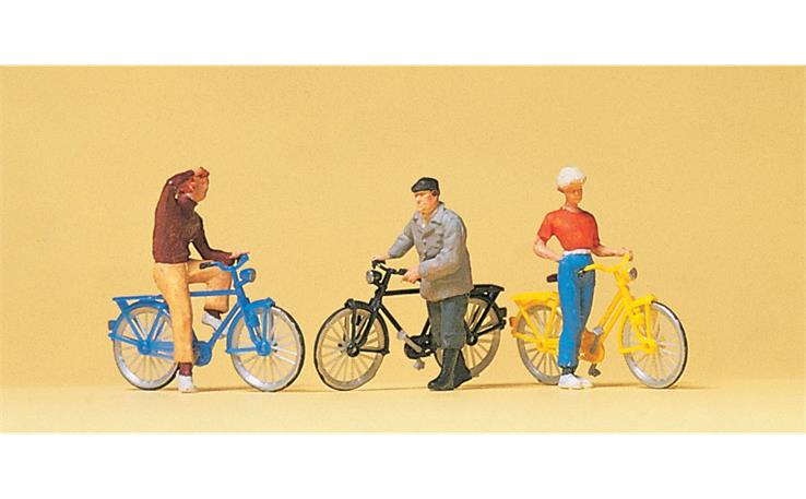 Preiser 10515 Stehende Radfahrer am Bahnübergang