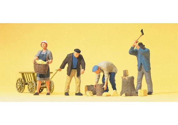 Preiser 10539 Auf dem Bauernhof, Set mit 5 Figuren und Zubehör