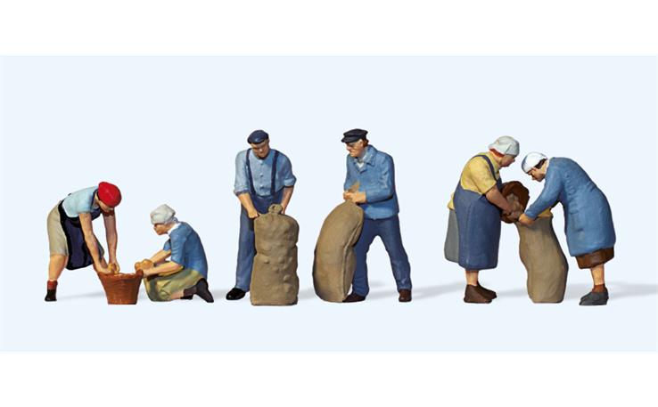 Preiser 10605 Bei der Kartoffelernte, Set mit 6 Figuren und Zubehör