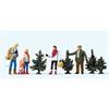 Preiser 10627 Weihnachtsbaumverkauf, Set mit 5 Figuren und Zubehör