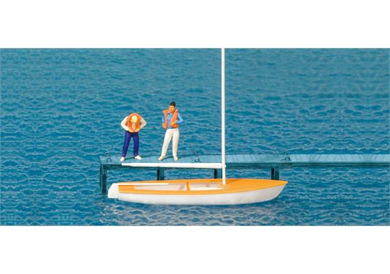 Preiser 10678 Segler, Weste anlegend, Segelboot Korsar 1/87