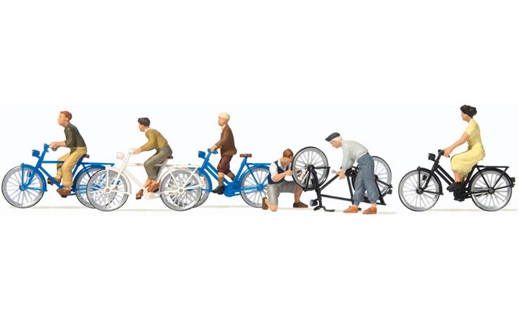 Preiser 10716 Jugendliche mit dem Fahrrad, Set mit 6 Figuren