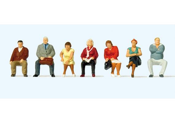 Preiser 10723 Sitzende Reisende, Set mit 7 Figuren
