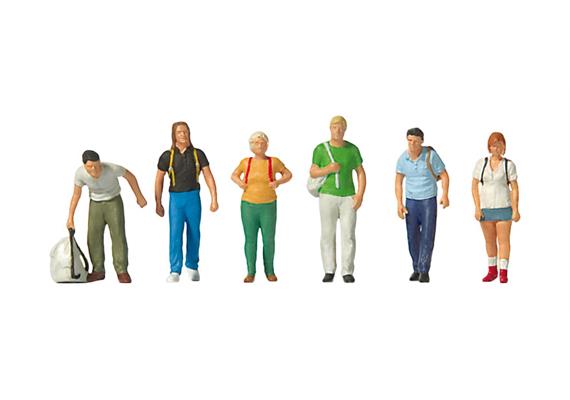 Preiser 10725 Bahnreisende mit Rucksack, Set mit 6 Figuren