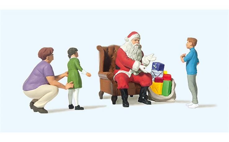Preiser 10763 Weihnachtsmann im Sessel. Mutter mit Kindern