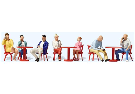 Preiser 10807 Café WLAN, Set mit 7 Figuren und Zubehör 1/87
