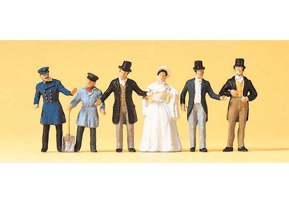 Preiser 12046 Lokführer, Heizer und Reisende, Set mit 6 Figuren