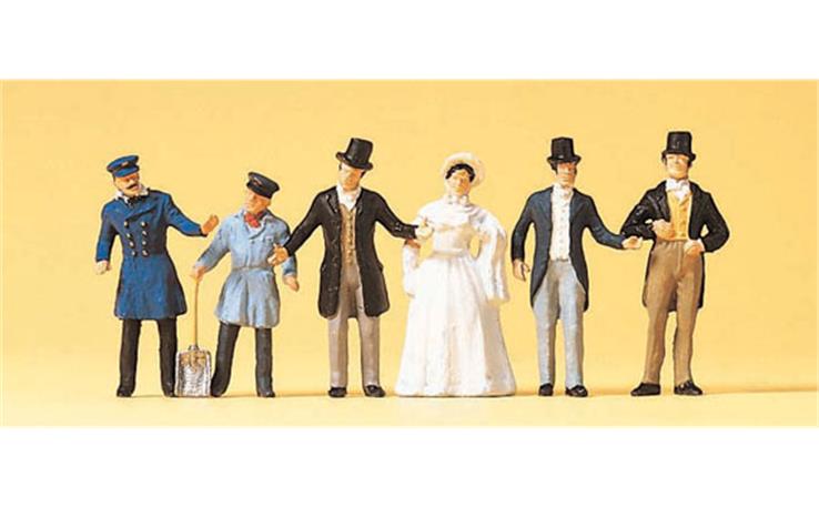 Preiser 12046 Lokführer, Heizer und Reisende, Set mit 6 Figuren