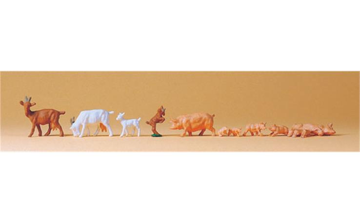 Preiser 14162 Ziegen und Schweine, Set mit 10 Figuren