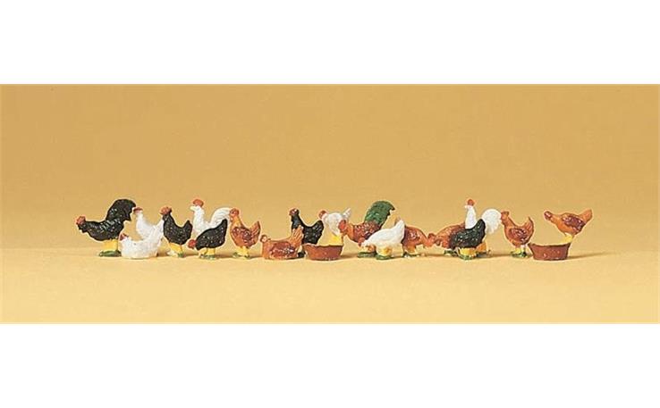 Preiser 14168 Hühner und Hähne, Set mit 18 Figuren