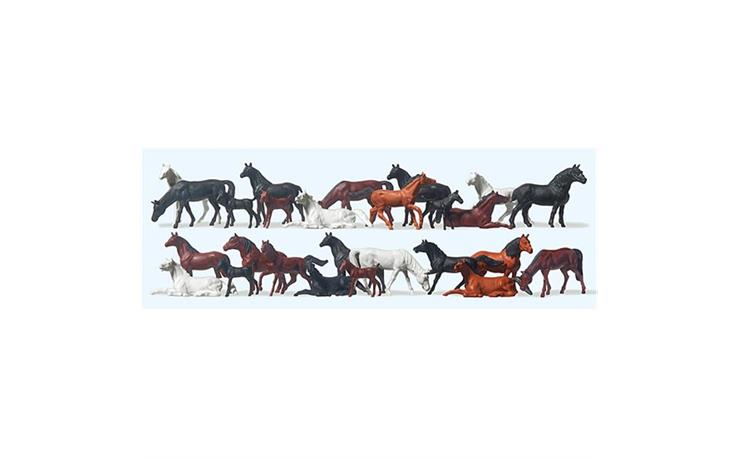 Preiser 14407 Pferde, Set mit 26 Figuren