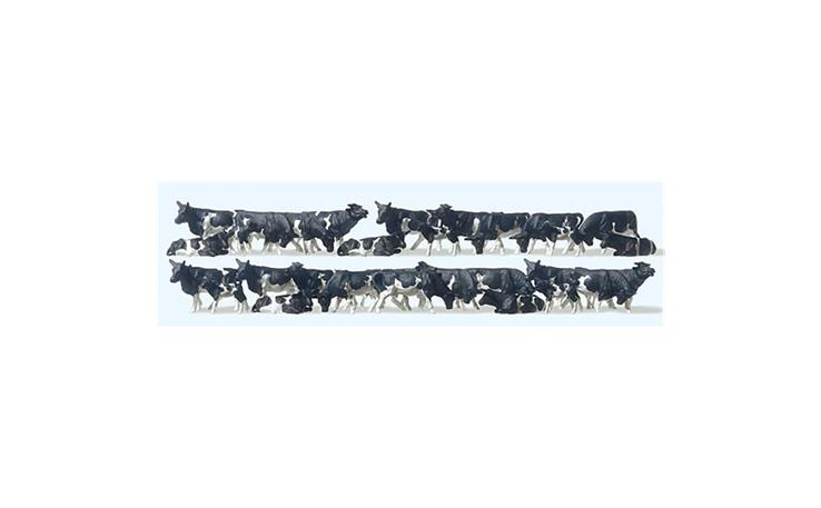Preiser 14408 Kühe. schwarz/weiss, Set mit 30 Figuren