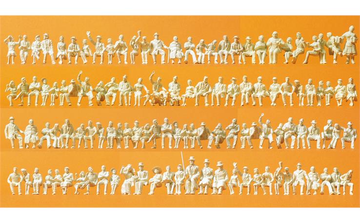 Preiser 16328 Sitzende Personen, Set mit120 unbemalten Figuren 1/87